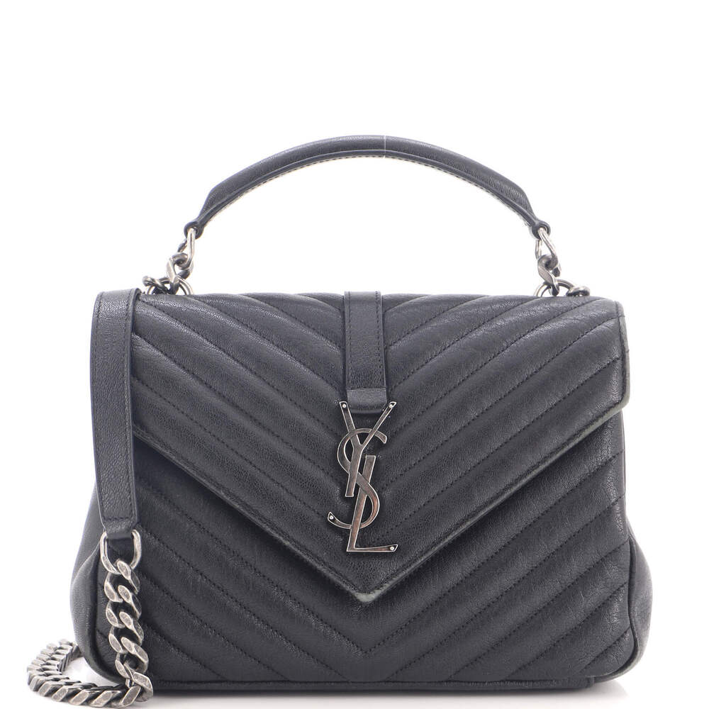 Saint Laurent Medium Classic Monogram College Bag Matelasse Chevron Leather